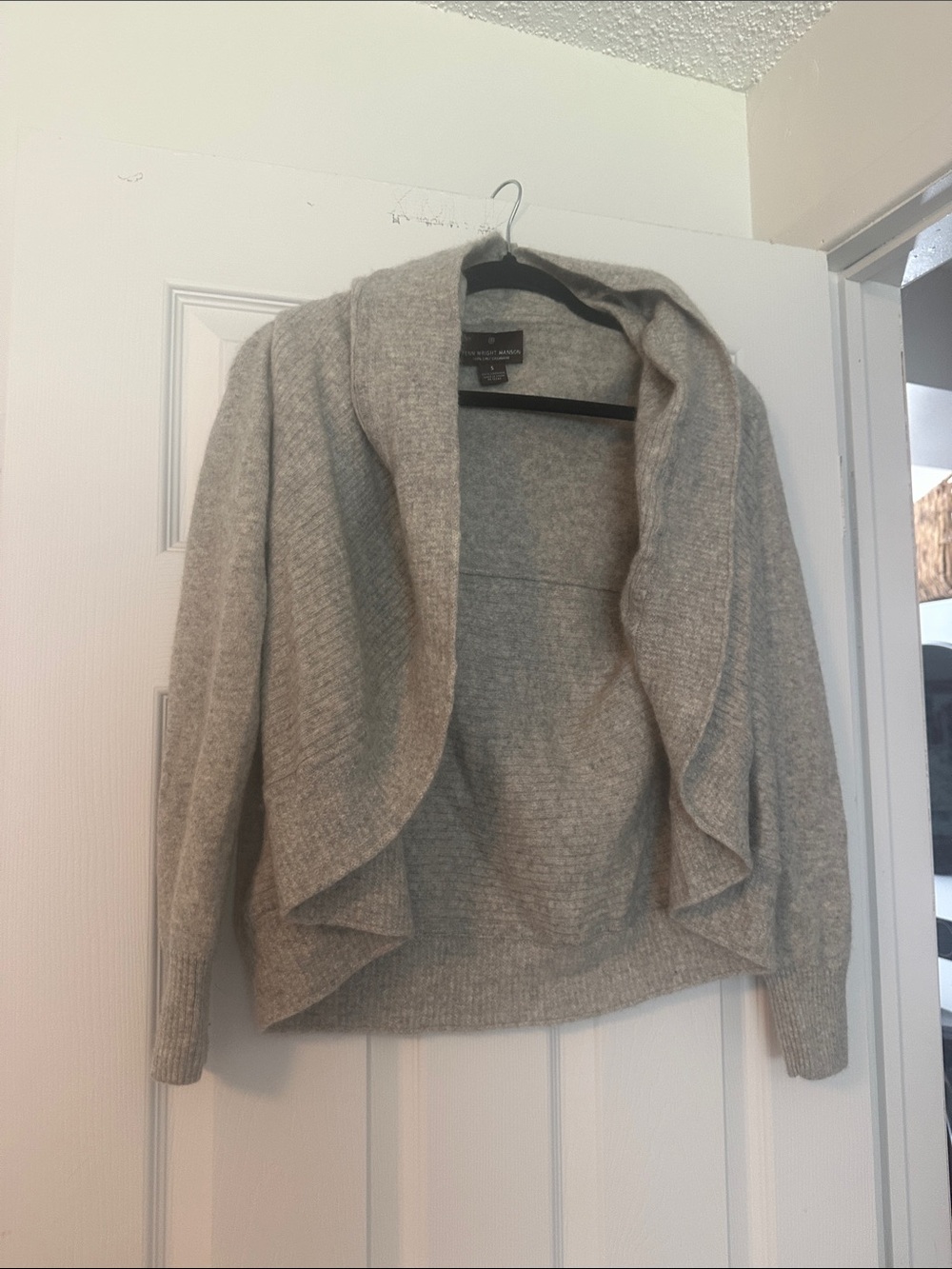 Cashmere Fenn Wright Manson Light Gray Open-Front Hooded Cardigan